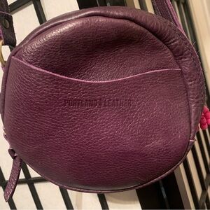 Portland Leather Purple Round Crossbody Bag